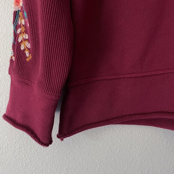 Johnny Was Isadora Thermal Sweatshirt Embroidered Floral Boho Size S - Picture 9 of 12